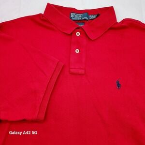 Polo Ralph Lauren Mens XL‎ Custom Fit Red Polo Shirt Short Sleeve